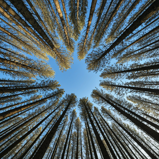 Low angle shot of trees against a blue sky